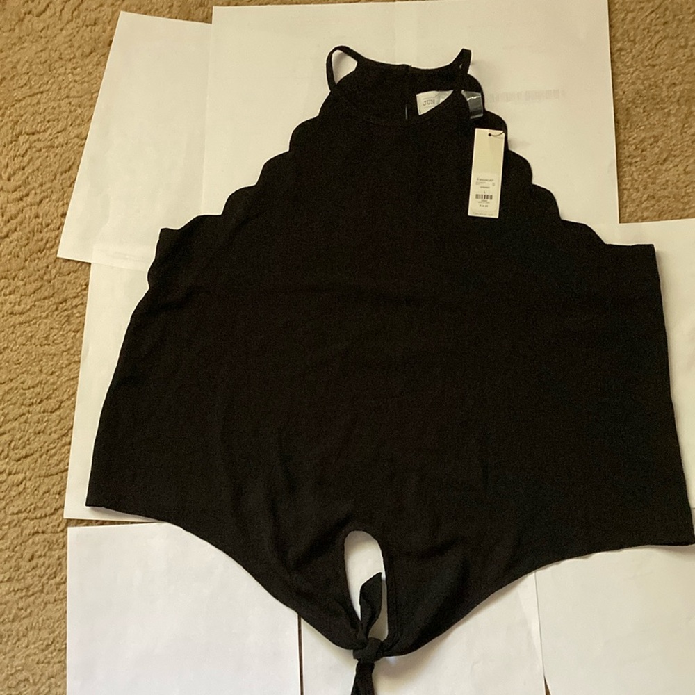 Black Scalloped Halter Top